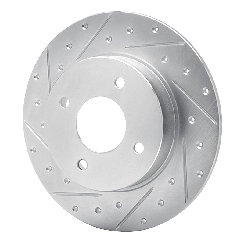 Nissan Sentra Brake Rotor (1) - Rear Left - R1 Concepts - Drilled & Slotted - Silver - `04-`06